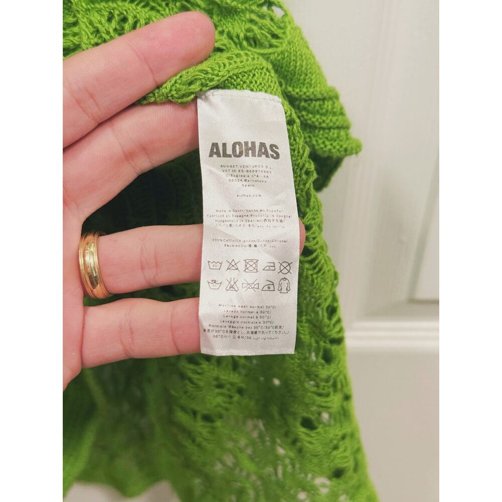 ALOHAS Womens Gabrielle Crochet Knit Maxi Dress M Green Resort Beach Vacation - Picture 9 of 11